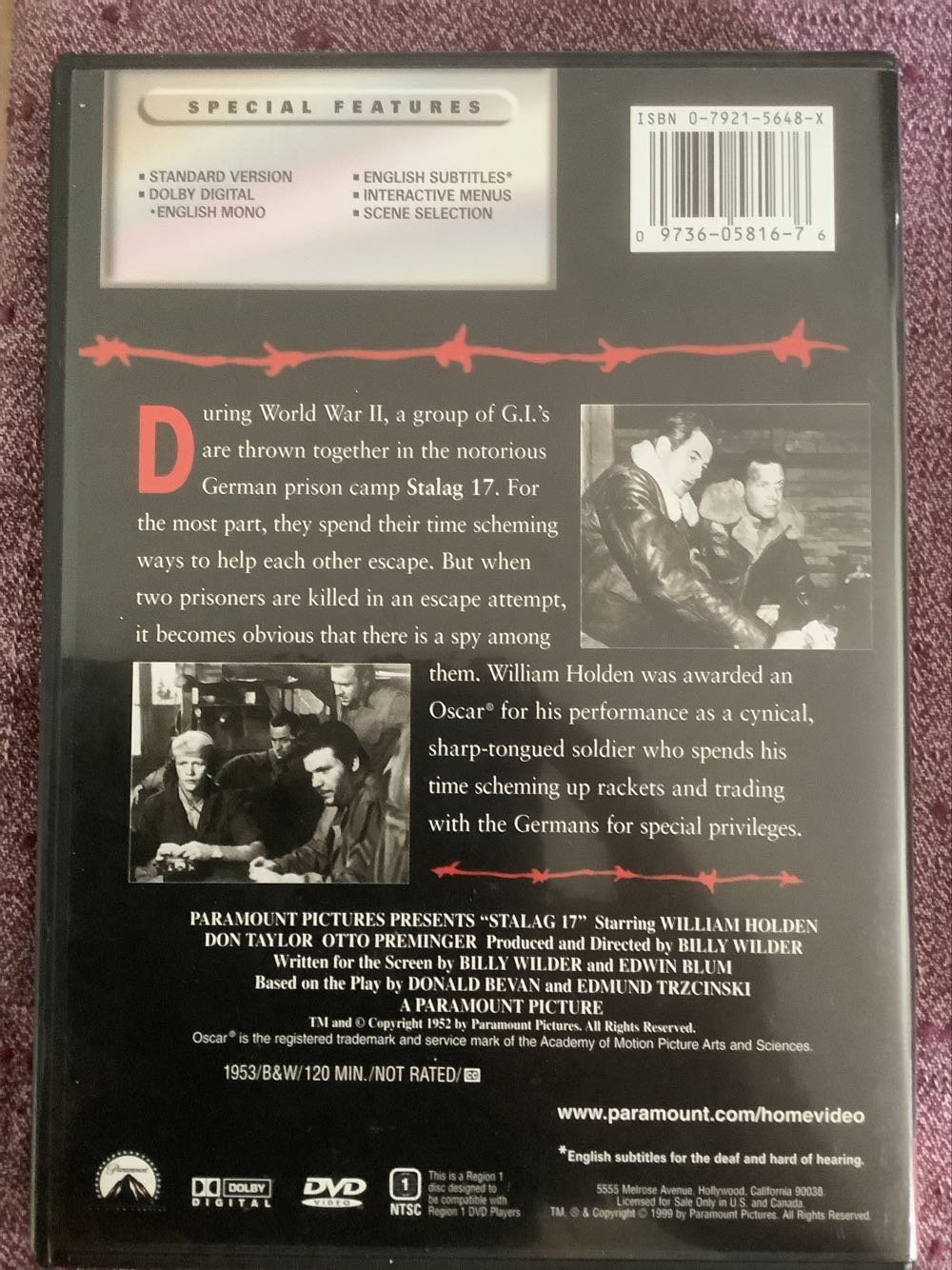 Stalag 17 DVD movie collectible [Barcode 097360581676] - Main Image 2