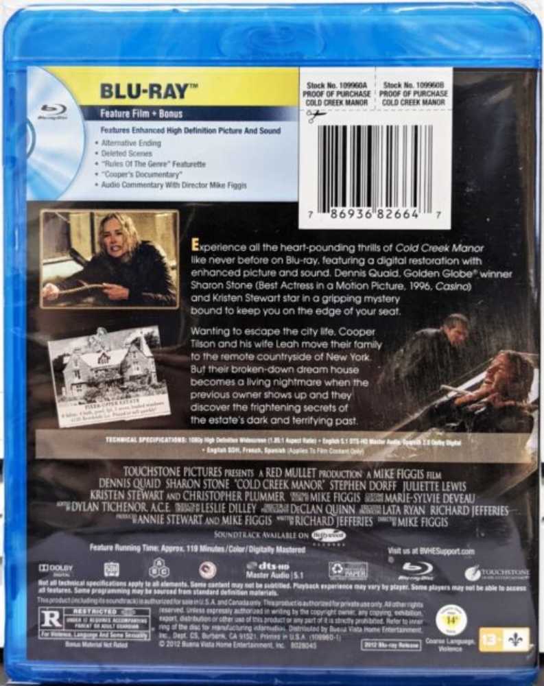 Cold Creek Manor Blu-ray movie collectible [Barcode 786936826647] - Main Image 2