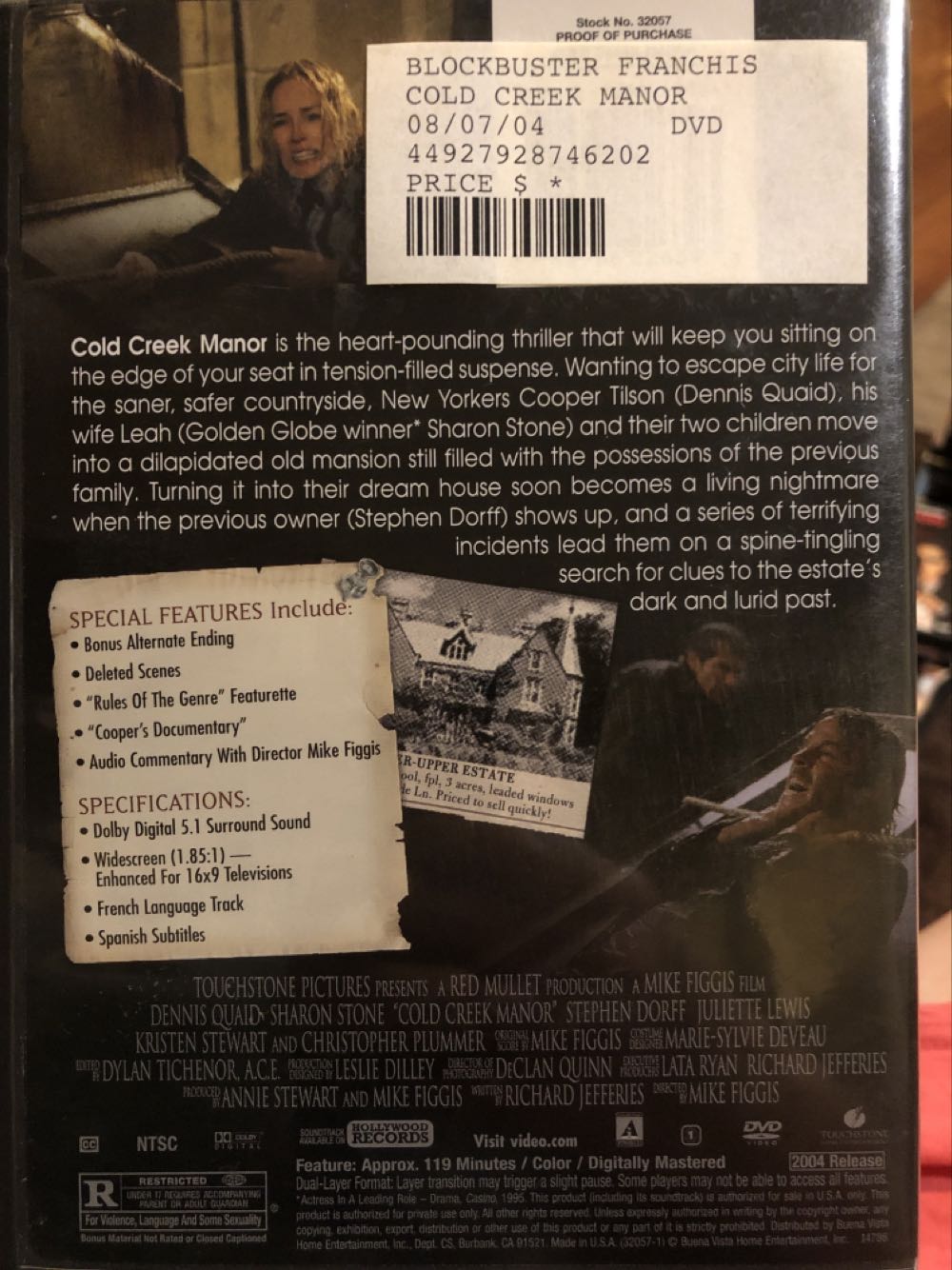 Cold Creek Manor DVD movie collectible [Barcode 8711875970481] - Main Image 2