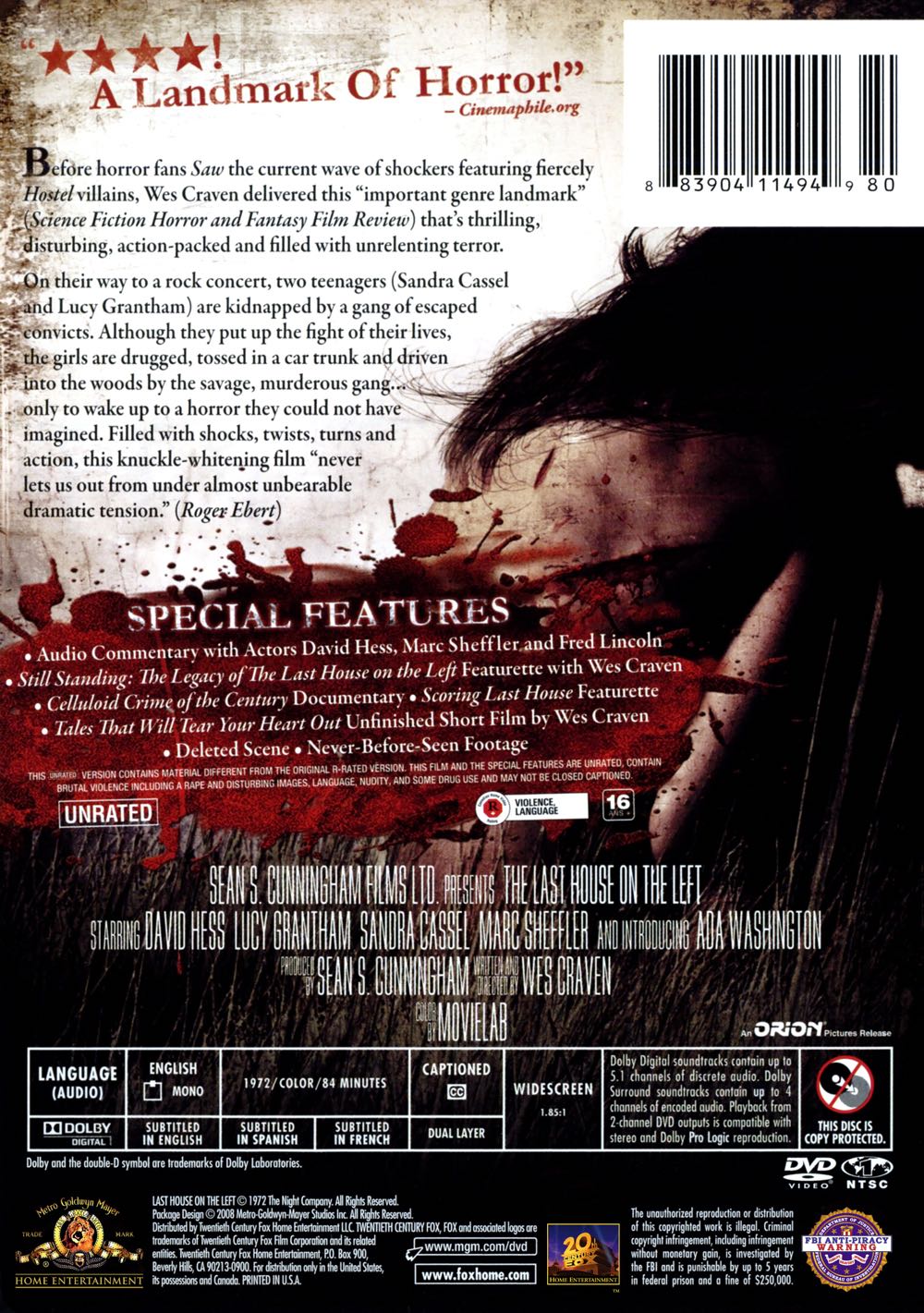 The Last House on the Left DVD-R movie collectible [Barcode 2519203238] - Main Image 2