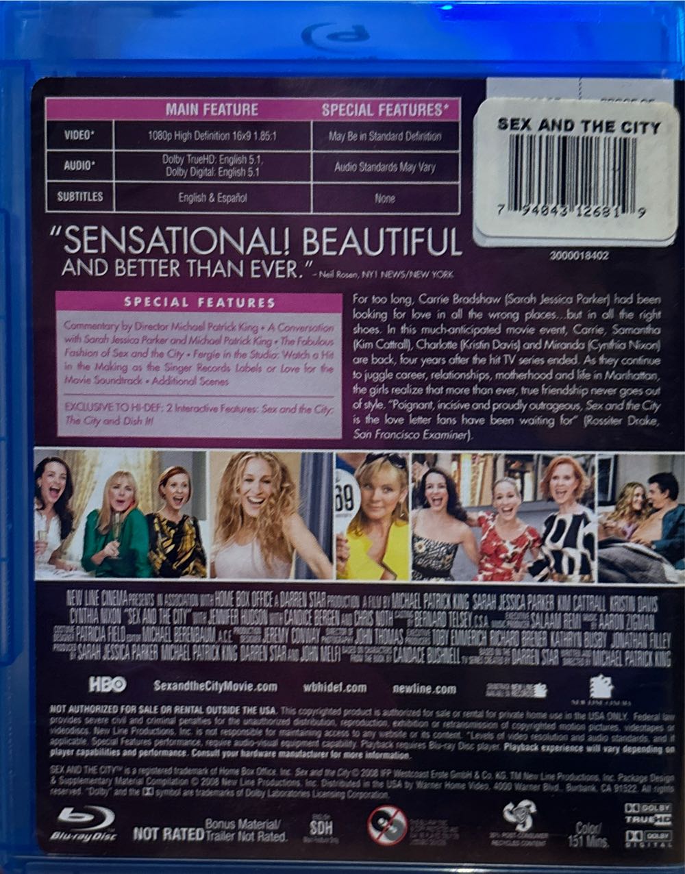 Sex and the City 1 Blu-ray movie collectible [Barcode 794043127755] - Main Image 2