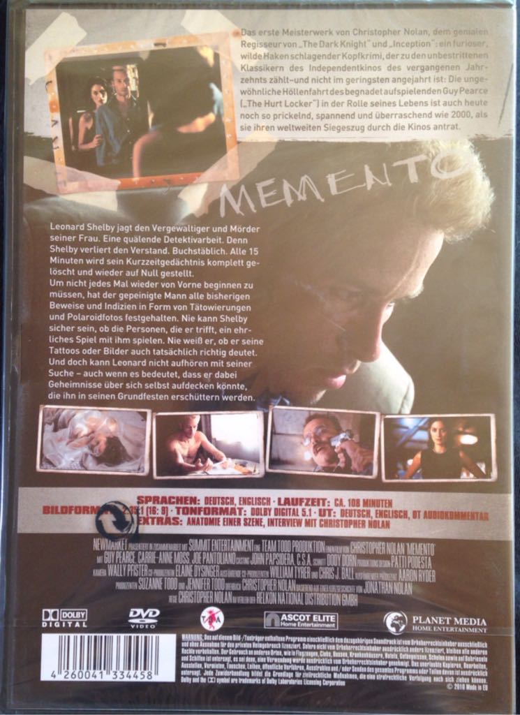Memento DVD movie collectible [Barcode 4260041334458] - Main Image 2