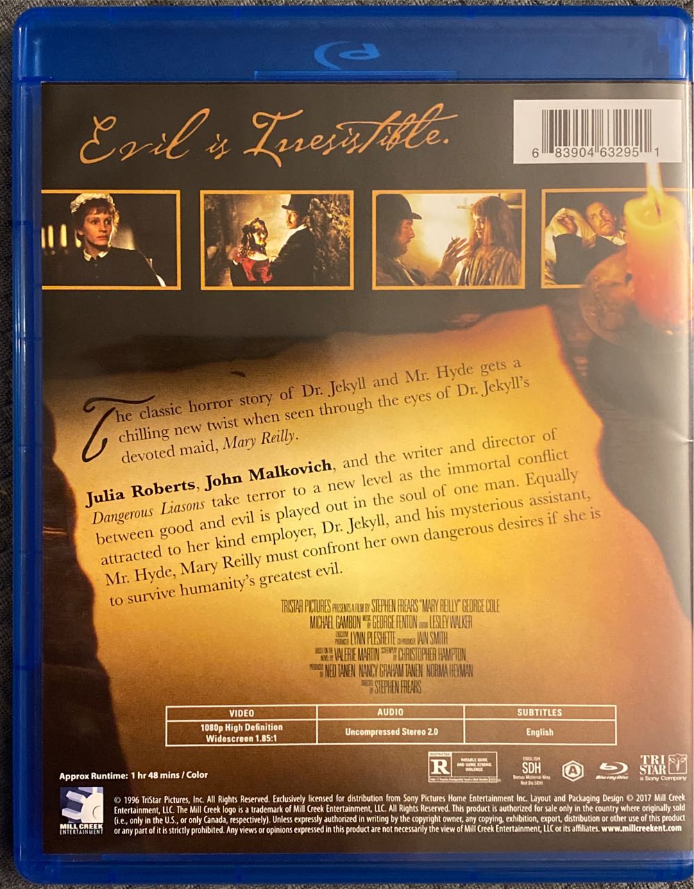 Mary Reilly Blu-ray movie collectible [Barcode 683904632951] - Main Image 2