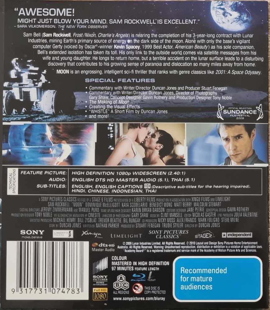 Moon Blu-ray movie collectible [Barcode 9317731074783] - Main Image 2