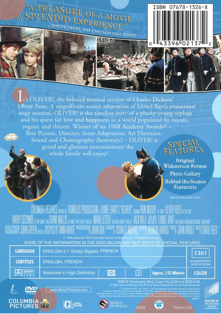 Oliver! Blu-ray movie collectible [Barcode 851789003641] - Main Image 2