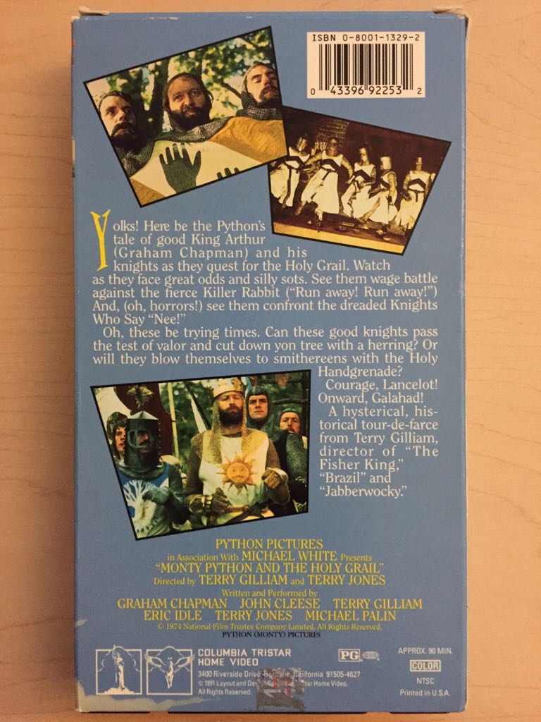Monty Python and the Holy Grail VHS movie collectible [Barcode 043396922532] - Main Image 2