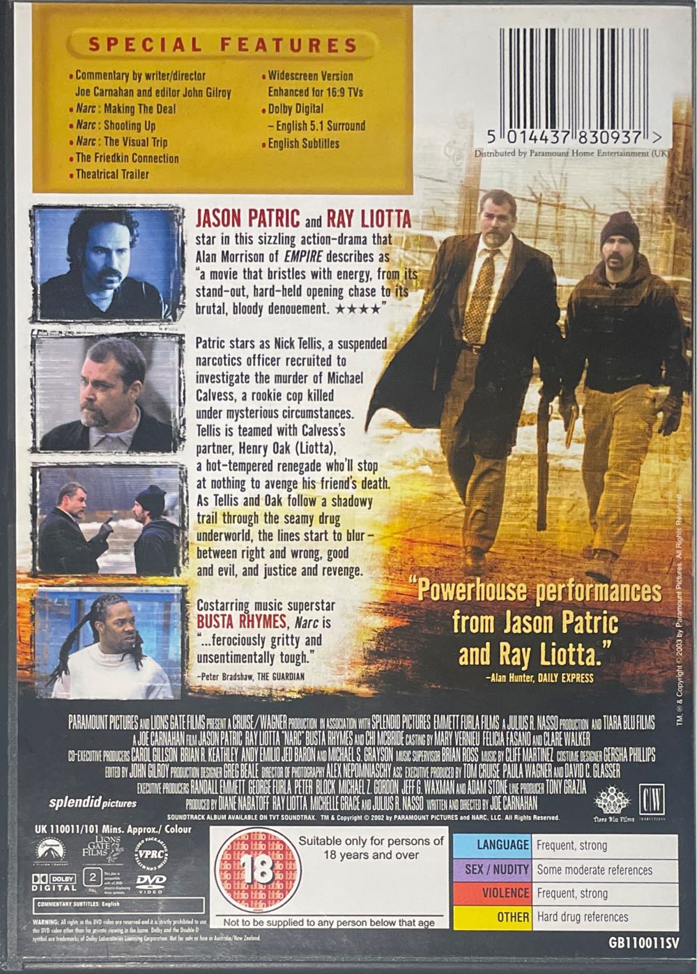 Narc DVD movie collectible [Barcode 5014437830937] - Main Image 2