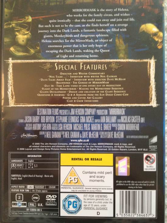 Mirrormask DVD movie collectible [Barcode 5035822384637] - Main Image 2