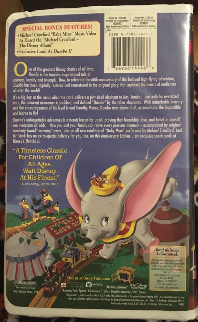 Dumbo VHS movie collectible [Barcode 786936144468] - Main Image 2