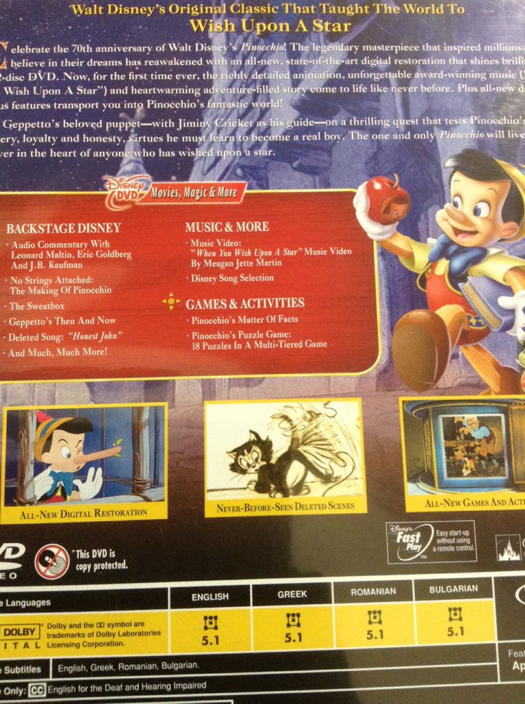 Pinocchio DVD movie collectible [Barcode 7321918346923] - Main Image 2