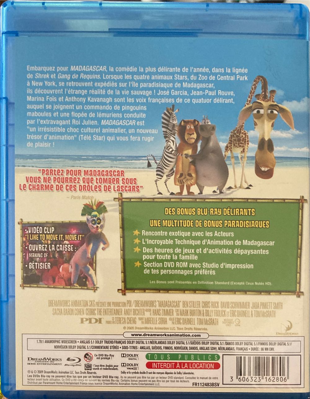 Madagascar Blu-ray movie collectible [Barcode 3606323162806] - Main Image 2