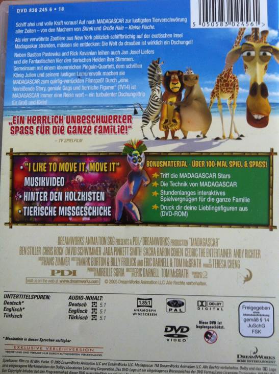 Madagascar DVD-R movie collectible [Barcode 5050583024561] - Main Image 2
