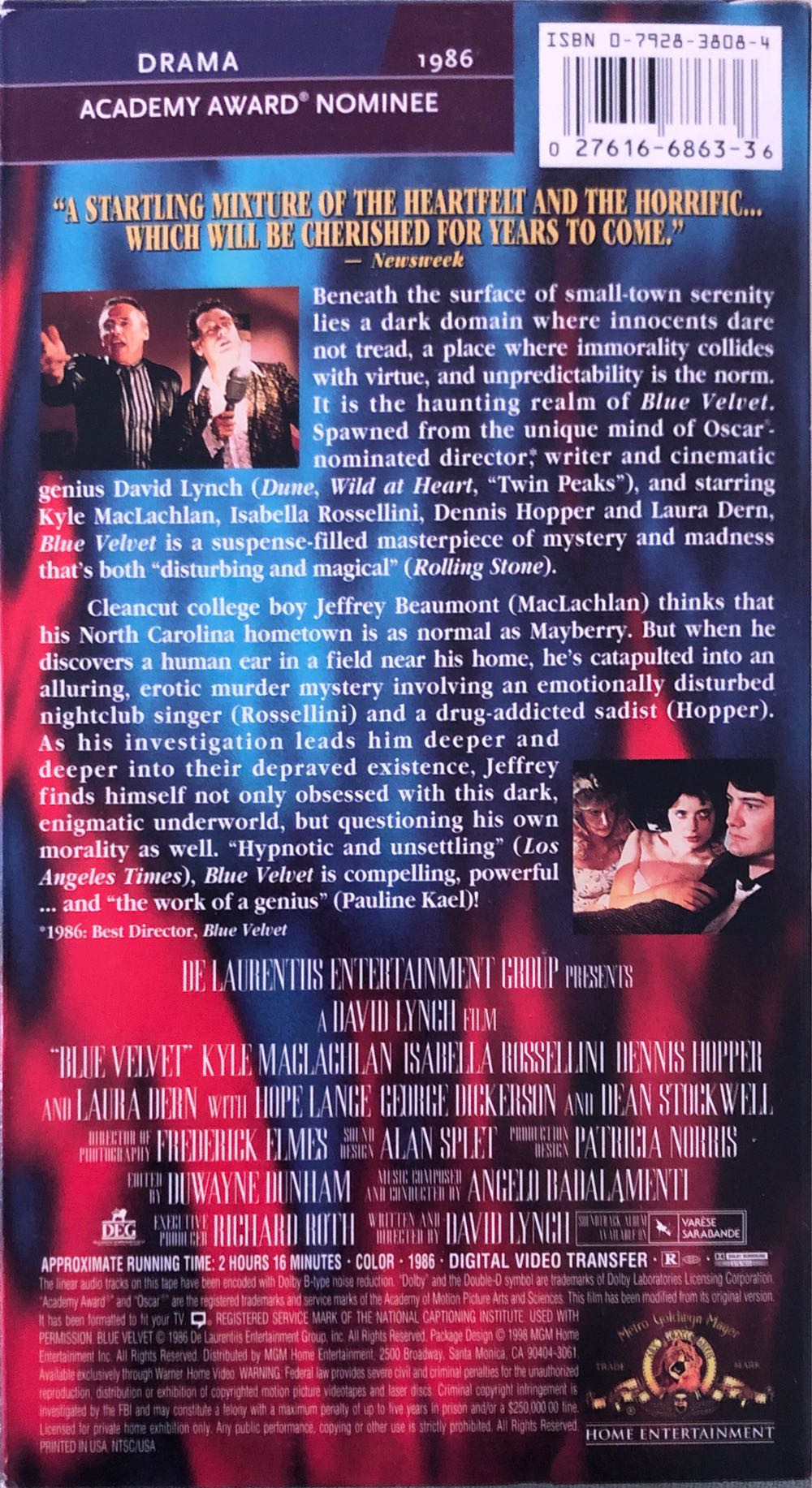 Blue Velvet VHS movie collectible [Barcode 027616686336] - Main Image 2