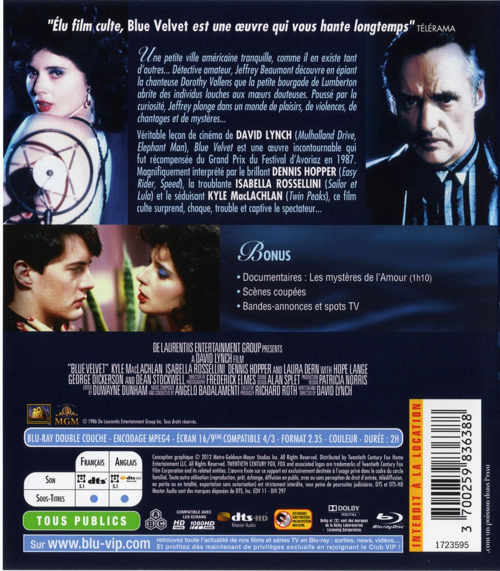 Blue Velvet DVD movie collectible [Barcode 8712626024774] - Main Image 2