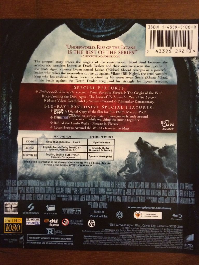 Underworld: 2 - Rise Of The Lycans Blu-ray movie collectible [Barcode 043396292109] - Main Image 2