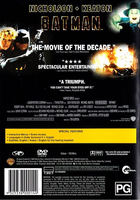 Batman 1: Batman DVD movie collectible [Barcode 9325336000144] - Main Image 2