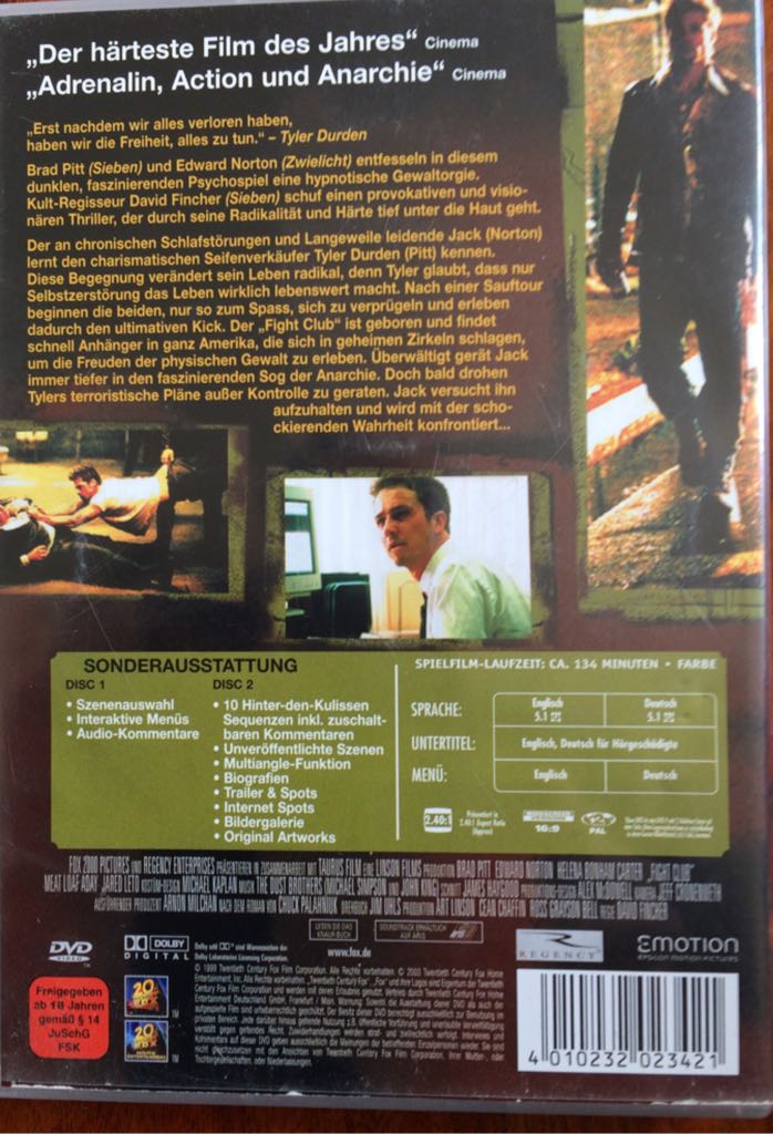 Fight Club DVD movie collectible [Barcode 4010232023421] - Main Image 2