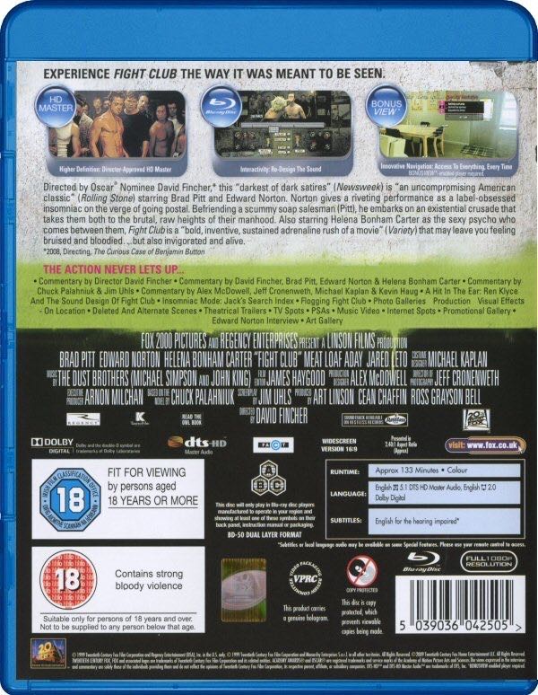 Fight Club Blu-ray movie collectible [Barcode 5039036042505] - Main Image 4
