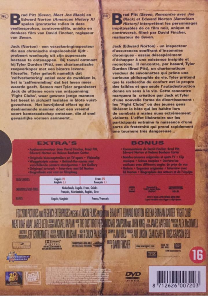 Fight Club DVD movie collectible [Barcode 8712626007203] - Main Image 2