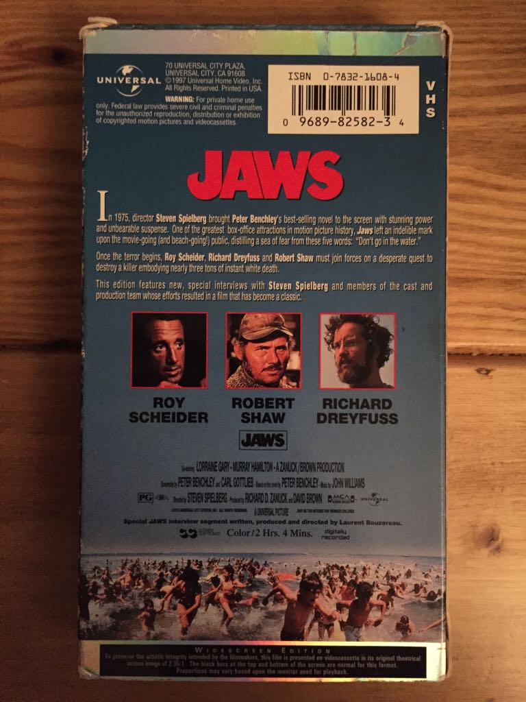 Jaws VHS movie collectible [Barcode 096898258234] - Main Image 2