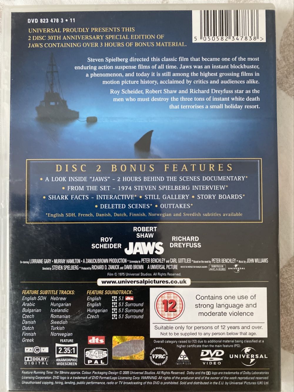 Jaws DVD movie collectible [Barcode 5050582347838] - Main Image 2