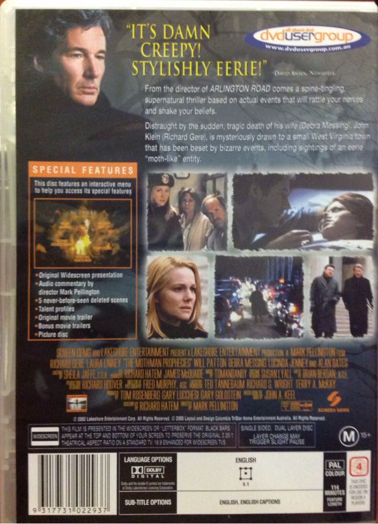 The Mothman Prophecies DVD movie collectible [Barcode 9317731022937] - Main Image 2