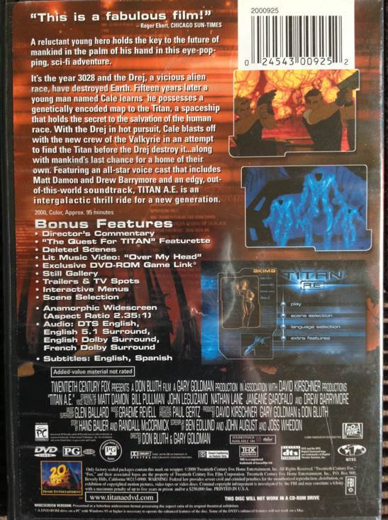 Titan AE DVD movie collectible [Barcode 024543009252] - Main Image 2