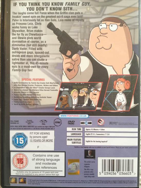 Family Guy: Blue Harvest DVD movie collectible [Barcode 5039036036603] - Main Image 2