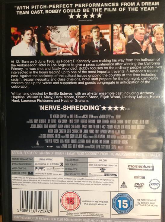 Bobby DVD movie collectible [Barcode 5060116721867] - Main Image 2