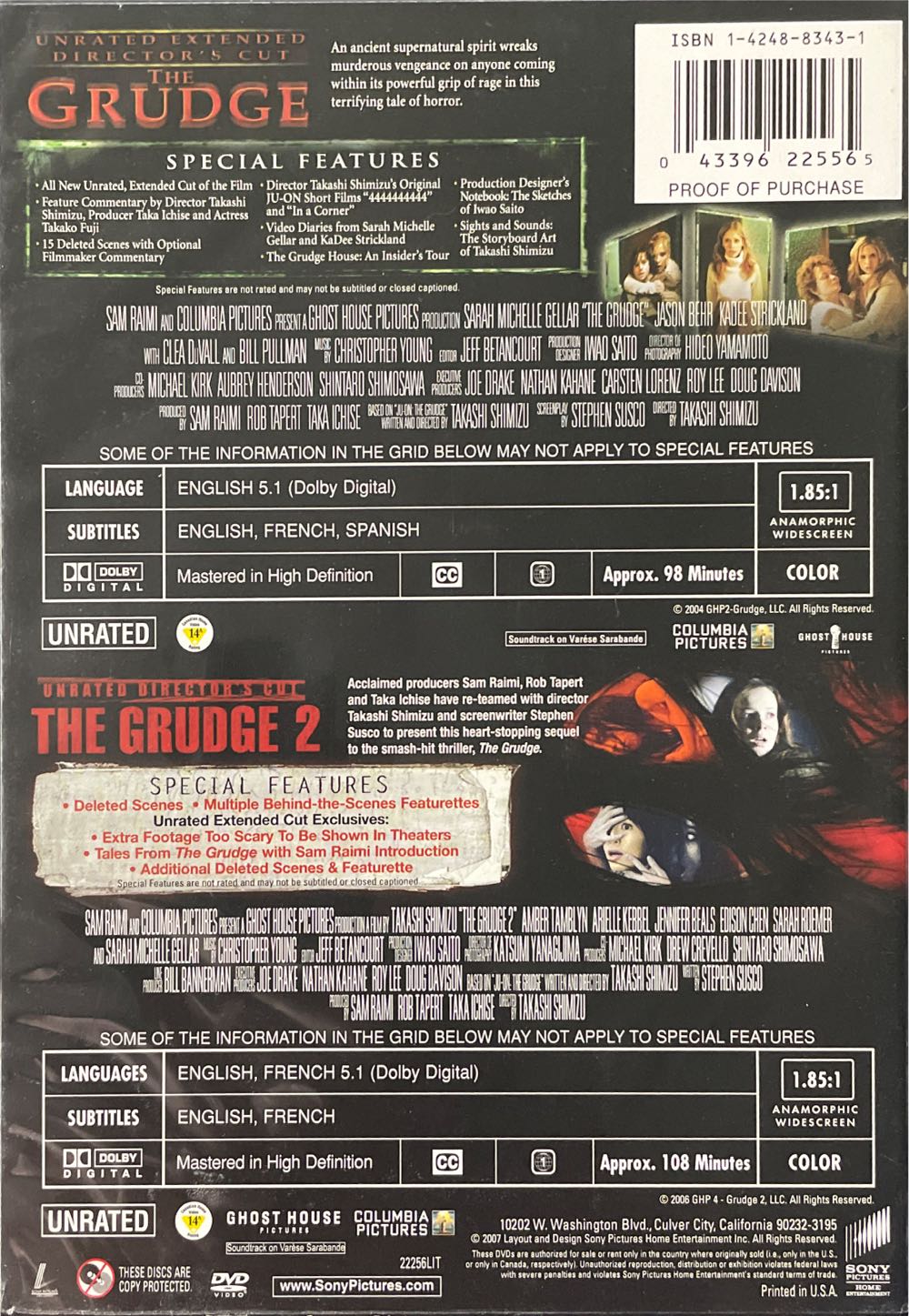The Grudge 1 & 2 DVD movie collectible [Barcode 043396225565] - Main Image 2