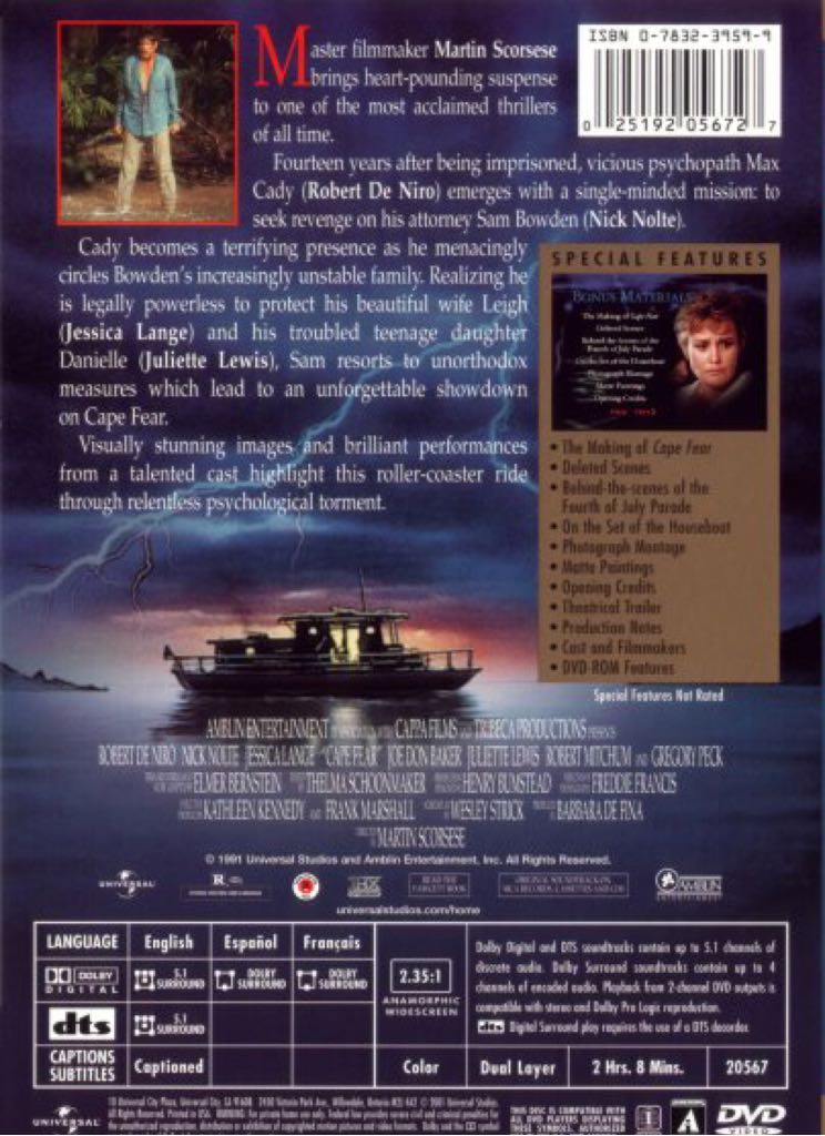 Cape Fear DVD movie collectible [Barcode 7332421002824] - Main Image 2