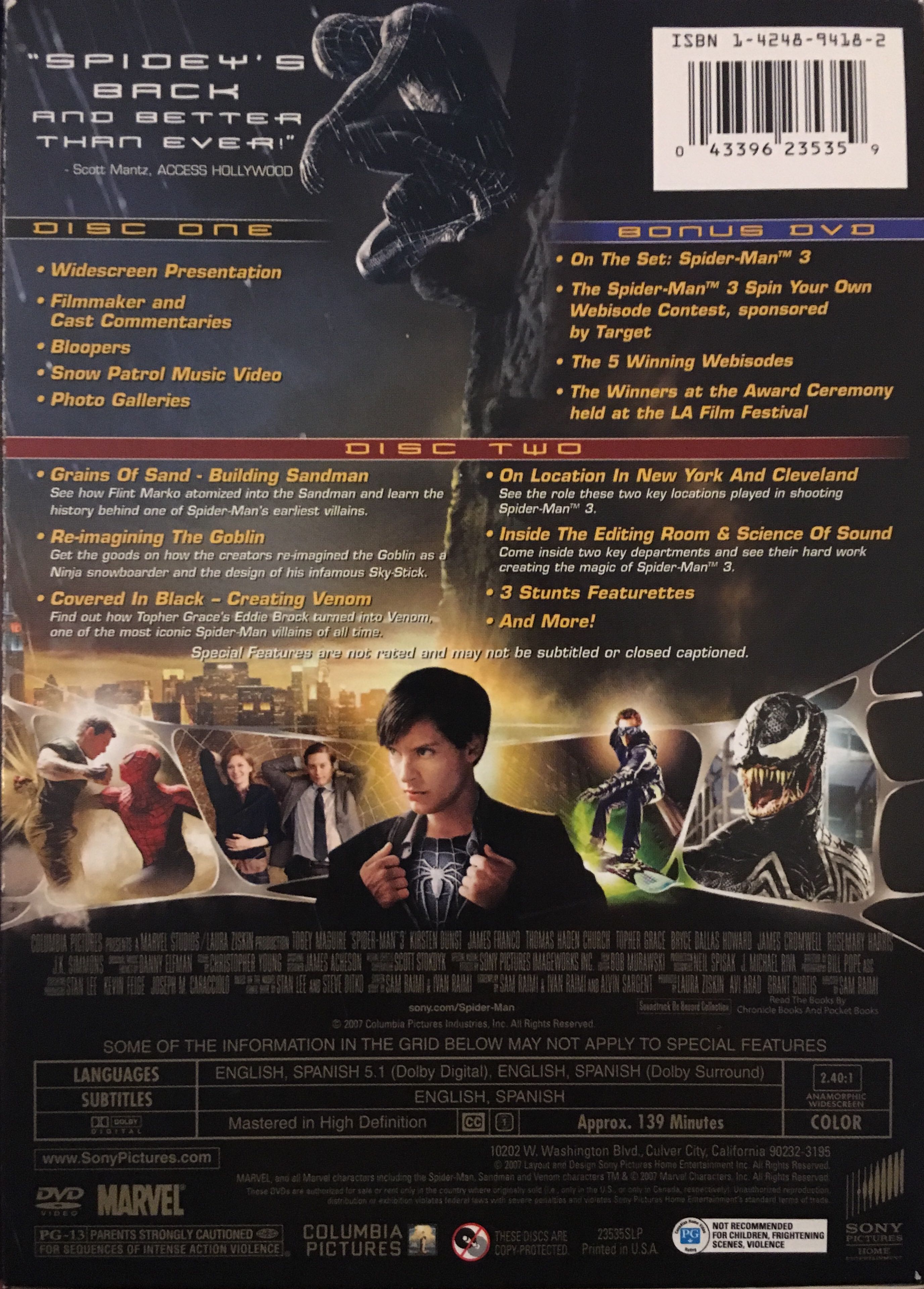 Spider-Man 3 (DVD) DVD movie collectible [Barcode 043396235359] - Main Image 2