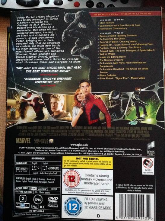 Spider-Man 3 DVD movie collectible [Barcode 5035822495432] - Main Image 2