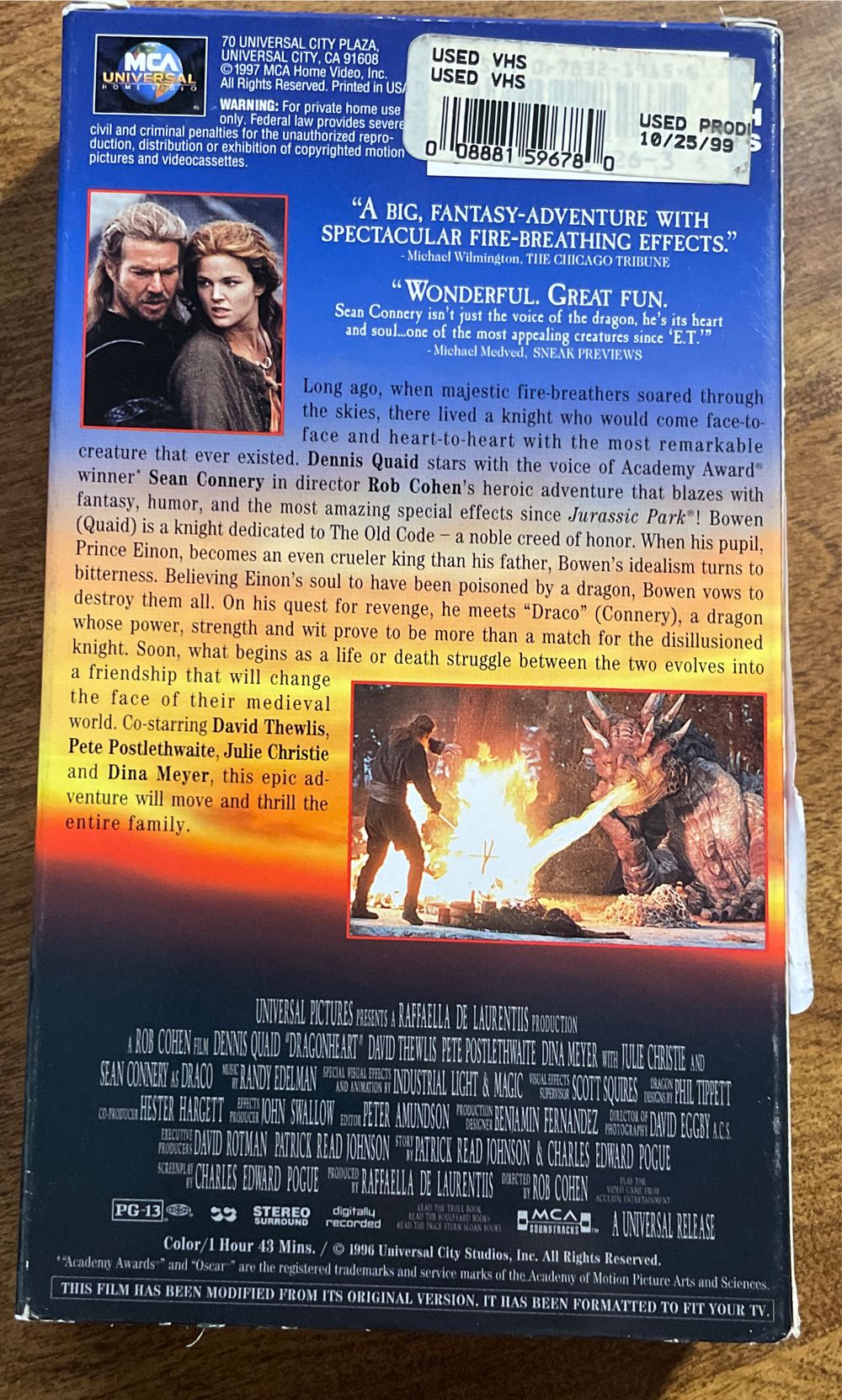 Dragonheart VHS movie collectible [Barcode 9689828263] - Main Image 2
