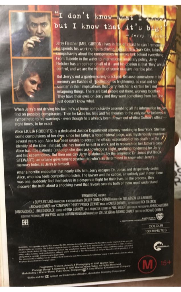 Conspiracy Theory (VHS) VHS movie collectible [Barcode 085391607038] - Main Image 2
