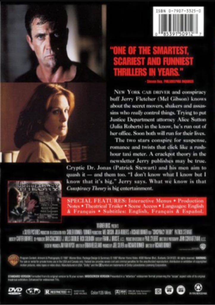 Conspiracy Theory DVD movie collectible [Barcode 7321931150910] - Main Image 2