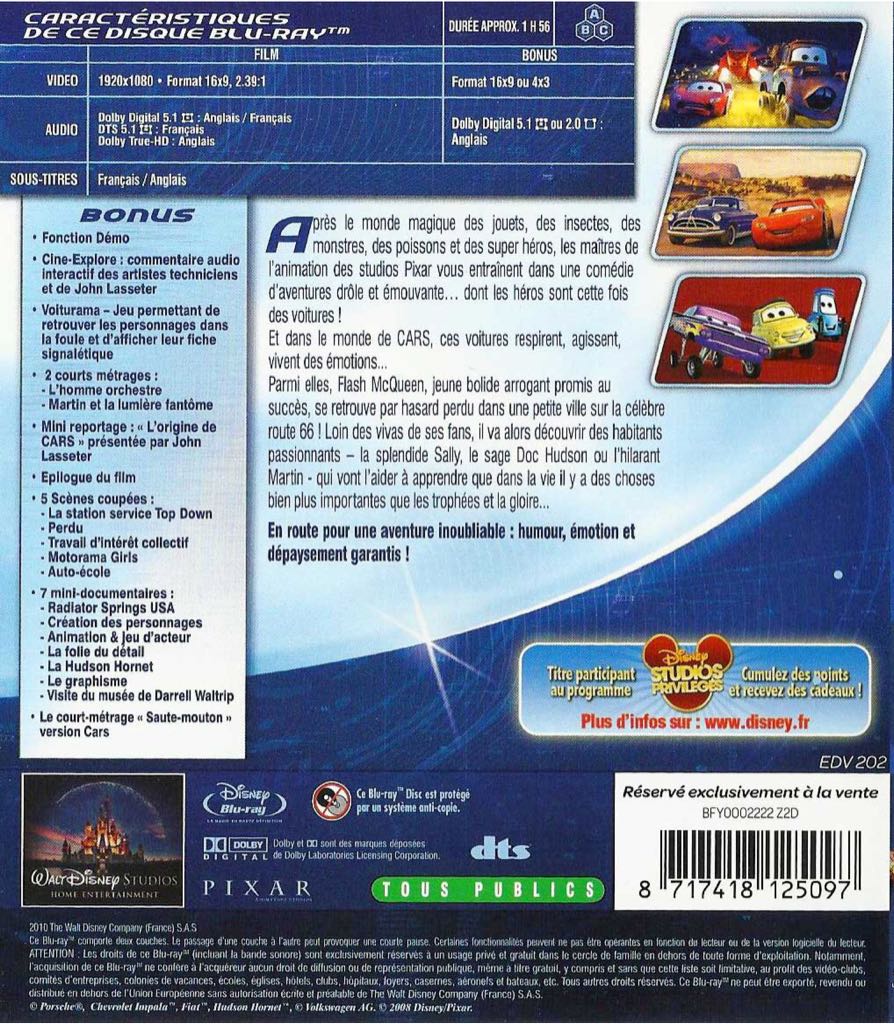 Cars Blu-ray movie collectible [Barcode 8717418125097] - Main Image 2