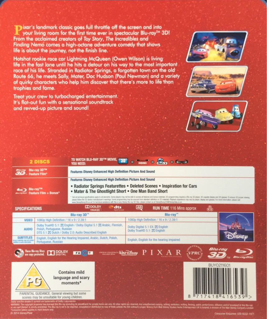 Cars Blu-ray movie collectible [Barcode 8717418416539] - Main Image 2