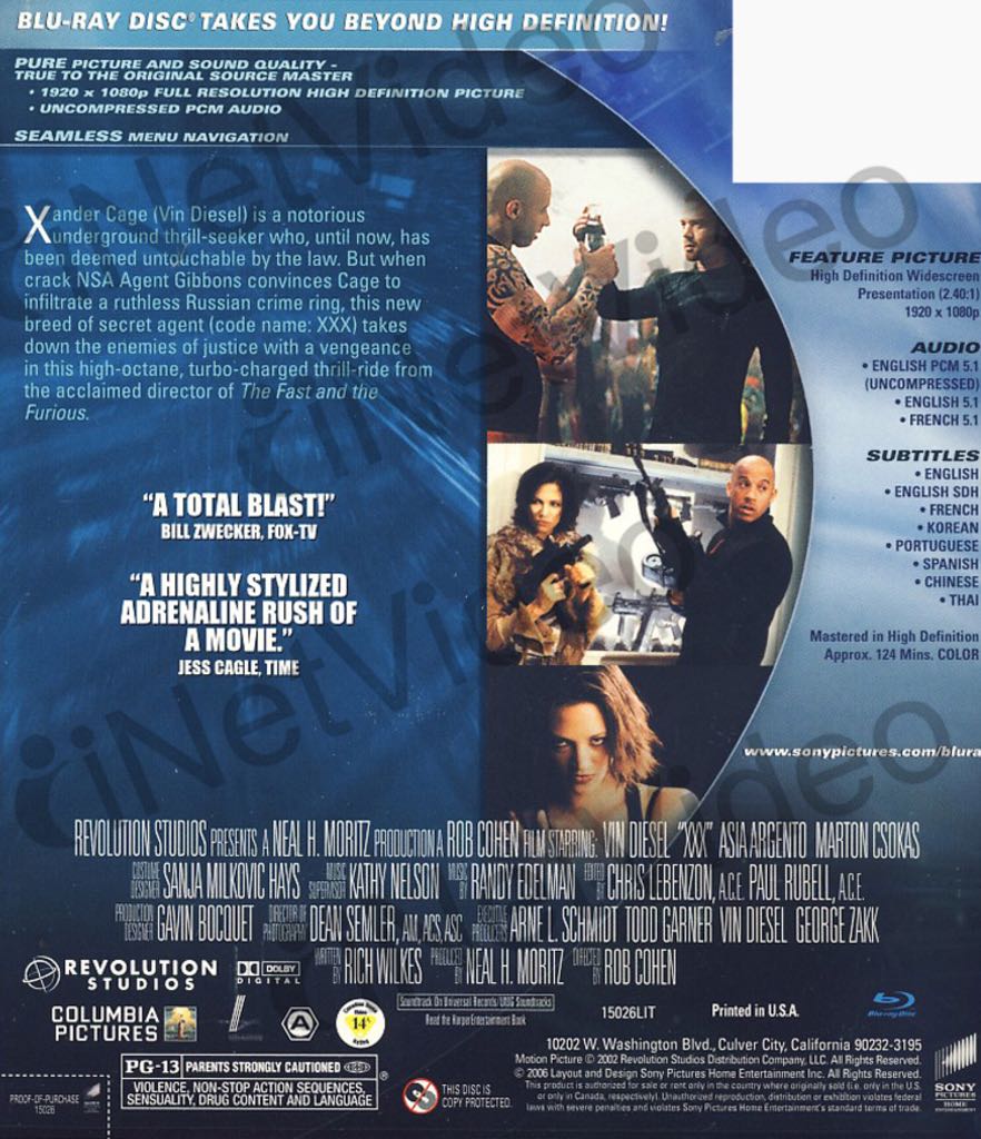 xXx Blu-ray movie collectible [Barcode 086162576751] - Main Image 2