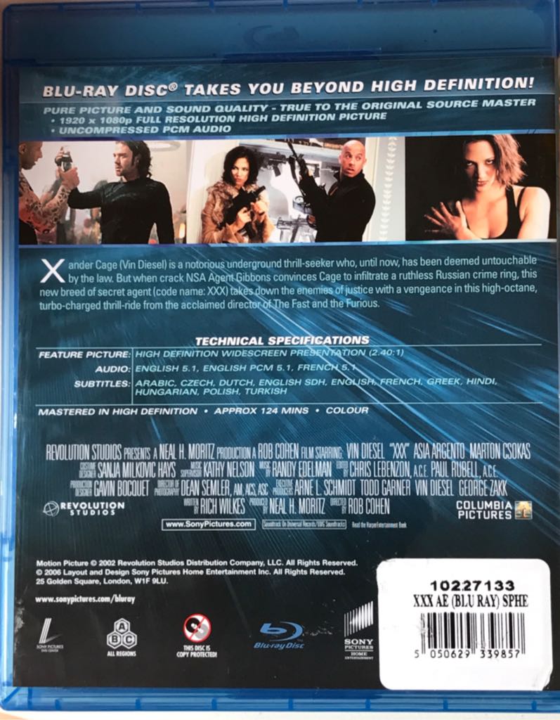 xXx Blu-ray movie collectible [Barcode 5050629339864] - Main Image 2