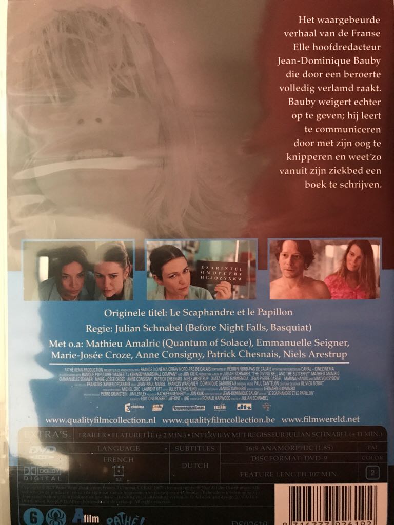 The Diving Bell and the Butterfly DVD movie collectible [Barcode 8716777926192] - Main Image 2