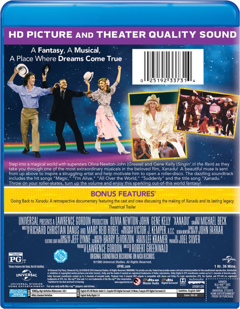 Xanadu Blu-ray movie collectible [Barcode 025192337314] - Main Image 2
