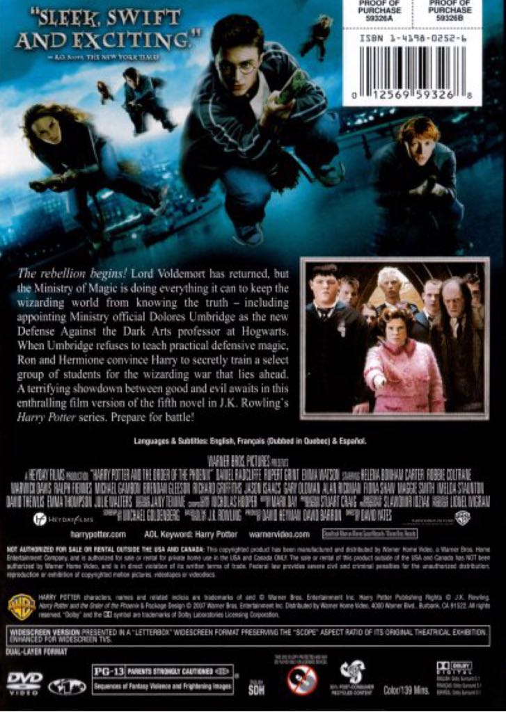 Harry Potter e A Ordem Da Fênix  DVD movie collectible [Barcode 7321909174924] - Main Image 2