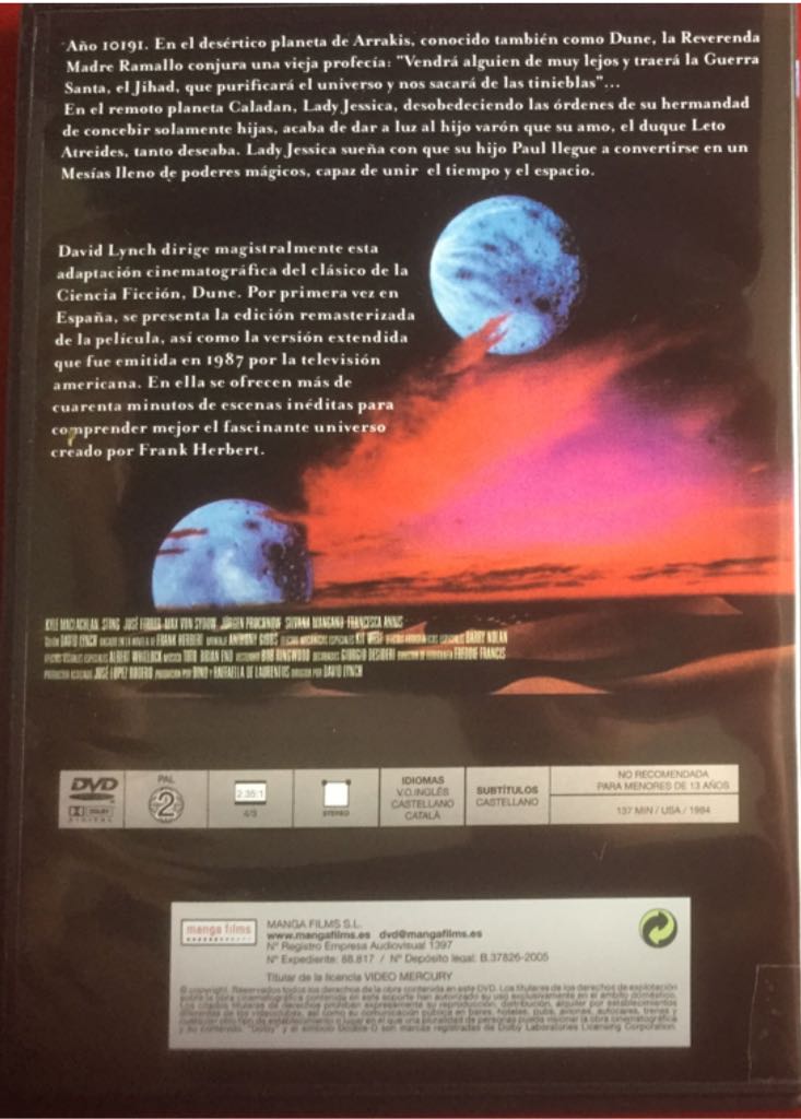 Dune DVD movie collectible [Barcode 8420172053055] - Main Image 2