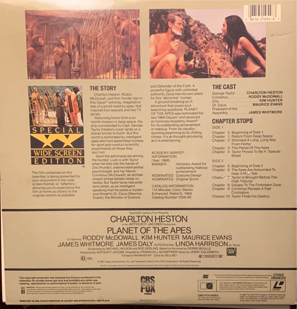Planet of the Apes Laser Disc movie collectible [Barcode 086162105463] - Main Image 2