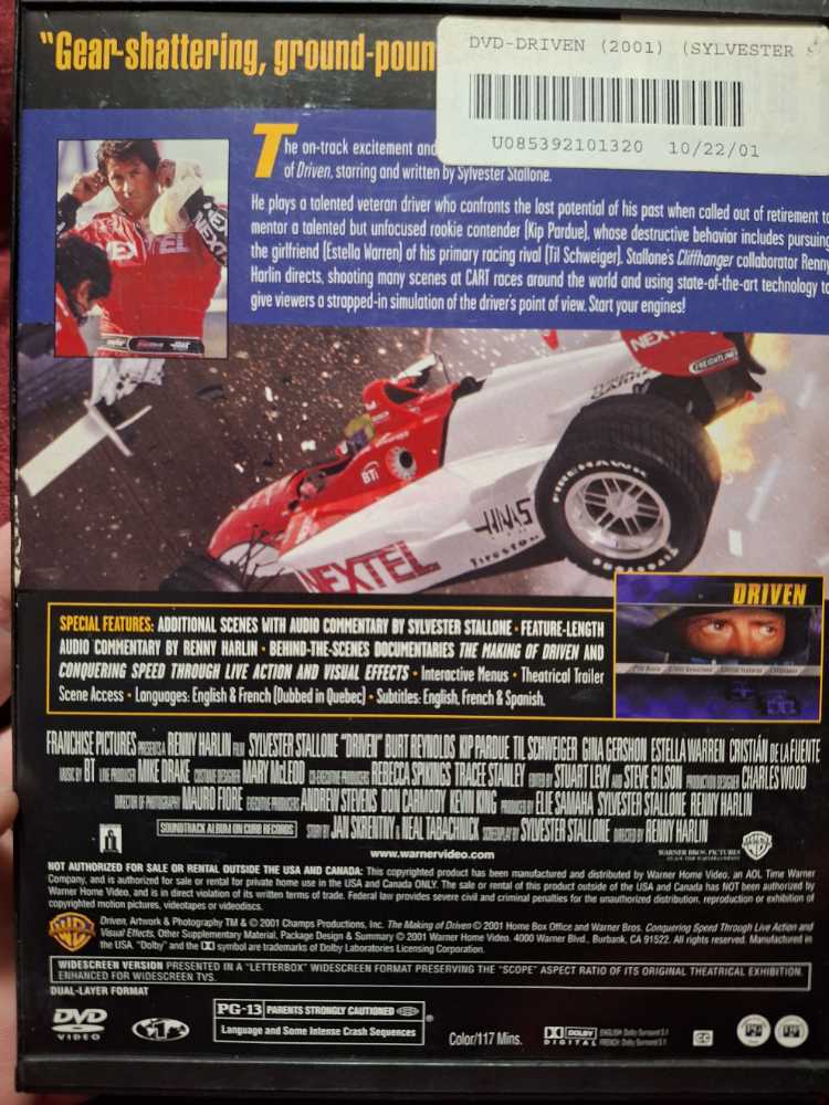 Driven DVD movie collectible [Barcode 1027388701380] - Main Image 2