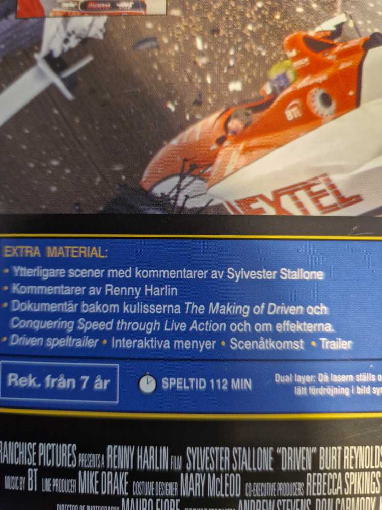 Driven DVD movie collectible [Barcode 7321937210137] - Main Image 3