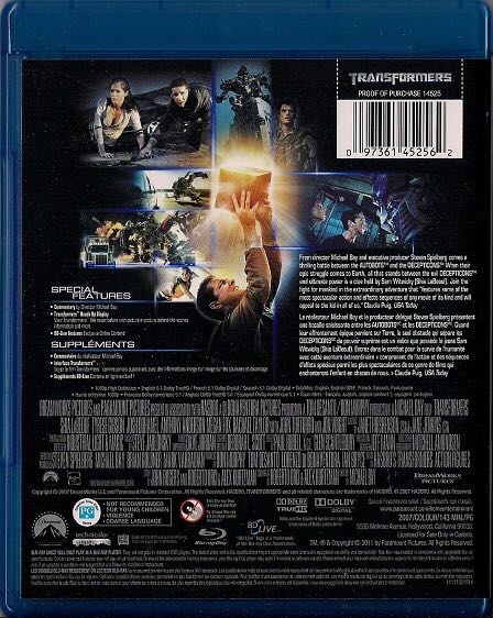 Transformers Blu-ray movie collectible [Barcode 097361452562] - Main Image 2