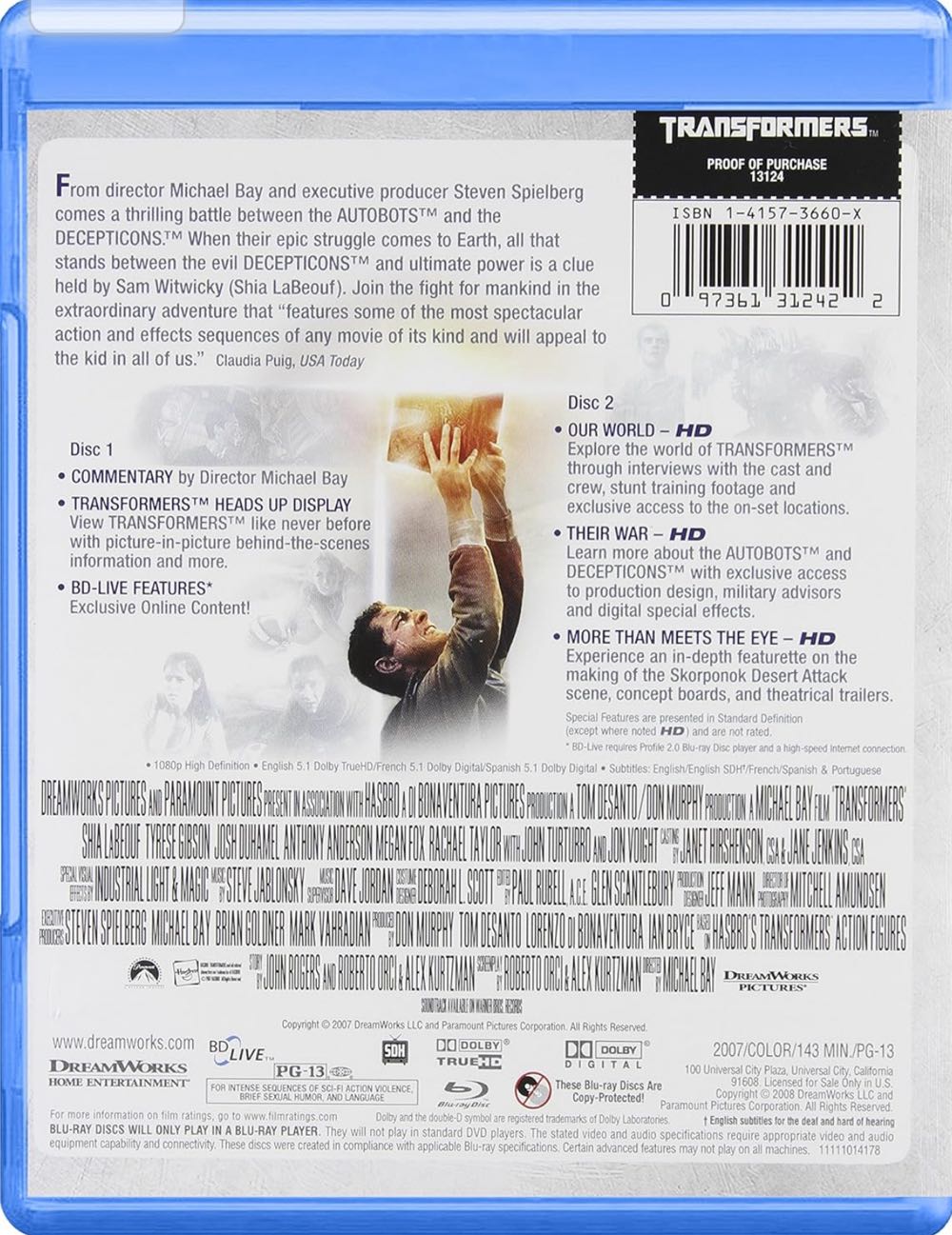 Transformers Blu-ray movie collectible [Barcode 5601887526826] - Main Image 2