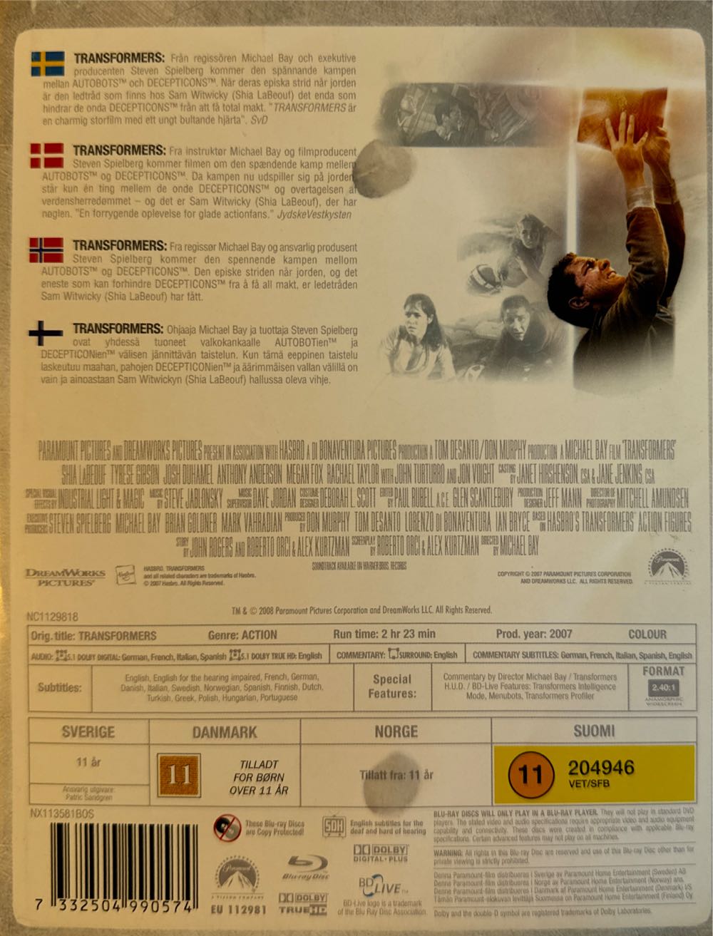Transformers Blu-ray movie collectible [Barcode 7332504990574] - Main Image 2